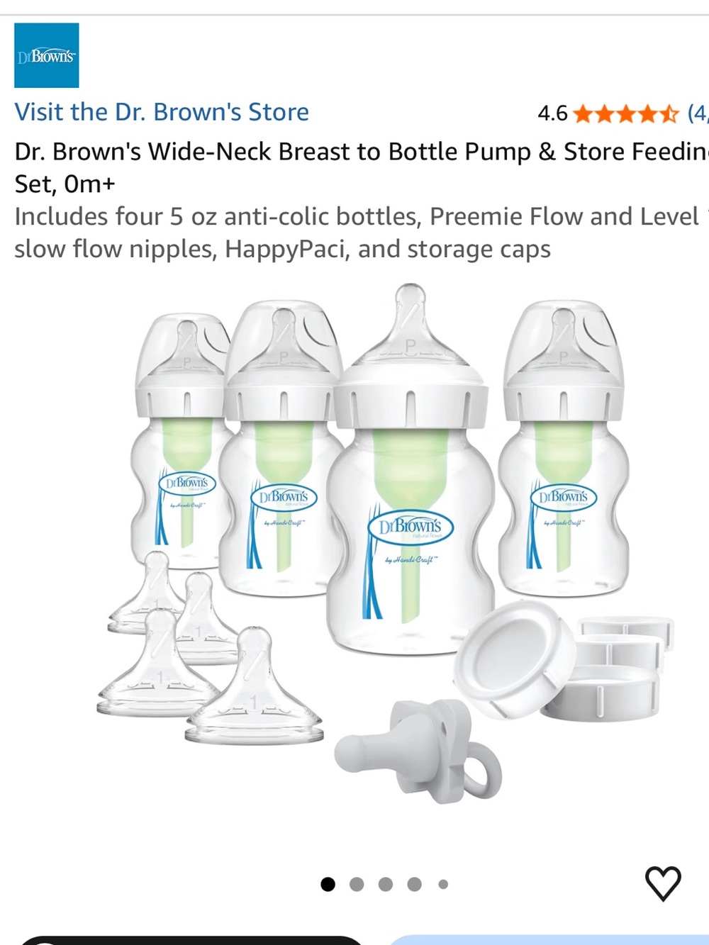 Dr. Brown's Wide-Neck Anti-Colic 5oz Bottle Set - White/Green